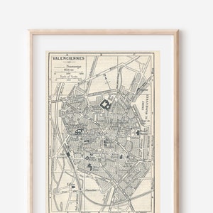 Mapa antigo de Valenciennes França de 1922