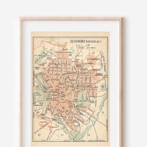 1930 Madrid Spain Antique Map