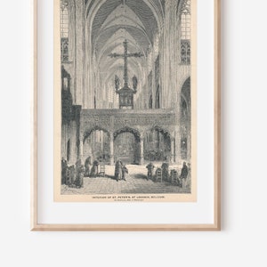 1892 Kościół św. Piotra Leuven Belgia Antyczna rycina