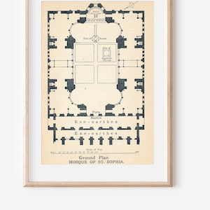 1904 Hagia Sophia Istanbul Turkey Antique Map