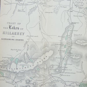 1896 Killarney and Lakes of Killarney Ireland Antique Map