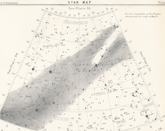 1892 Star Map, Antique Astronomy Print