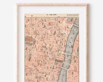 1927 London Street Map, London, England, United Kingdom