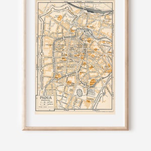 Mapa antiguo de Padua, Italia, 1960