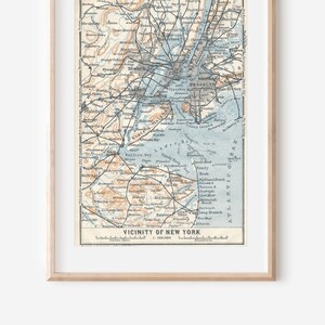1909 New York City, Manhattan, Brooklyn, Staten Island, Jersey City, Antieke kaart Newark