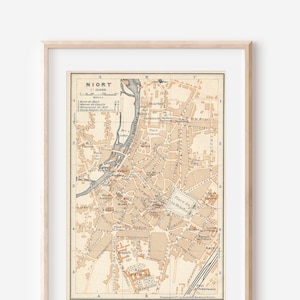 Mapa antigo de Niort França de 1914