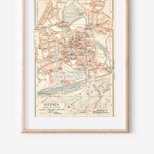Antieke kaart Vicenza, Italië, 1927