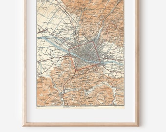 アンティークインテリア　古地図額装　フィレンツェ 1928年 フィレンツェ (Firenze) イタリア アンティーク地図 - Etsy 日本