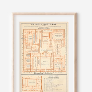 Mapa antiguo del Palacio Nacional de la Ciudad de México de 1911