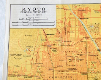 1940s Kyoto Japan Vintage Map, DIGITAL DOWNLOAD, 16x20 - Etsy
