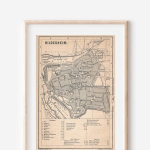 1881 Hildesheim Germany Antique Map