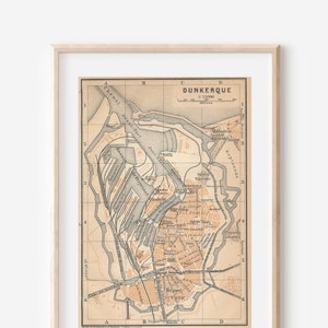 Mapa antigo de Dunquerque França de 1909