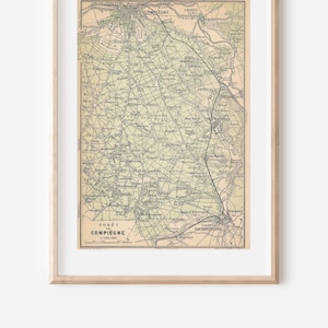 Carte ancienne de la forêt de Compiègne, France, 1924