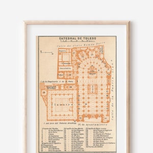 Plan d'étage antique de la cathédrale de Tolède, 1913, Tolède, Espagne