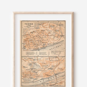 1910 Toruń Poland Antique Map