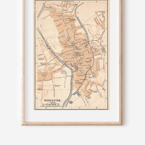1906 Worcester Vereinigtes Königreich Antike Landkarte