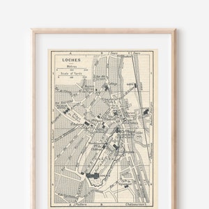 Mapa antigo de Loches França de 1926