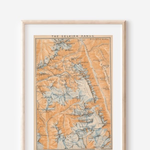 Carte ancienne du Canada, chaîne de montagnes Selkirk, 1907