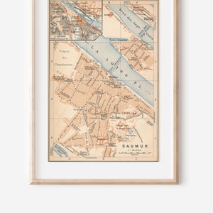 1912 Saumur Francia Mapa antiguo
