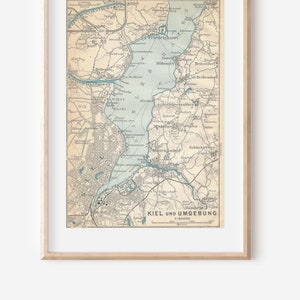 1913 Kiel Germany Antique Map