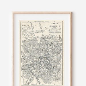 Mapa antigo de Arras França de 1922