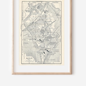 Mapa antiguo de Autun, Francia, 1922