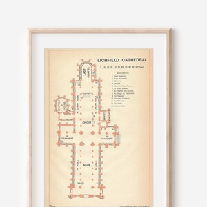 1930 Lichfield Kathedrale Vereinigtes Königreich Antike Karte