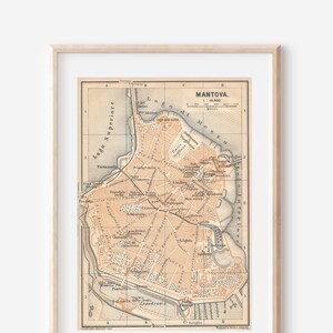 Mapa antiguo de Mantua (Mantova), Italia, 1906