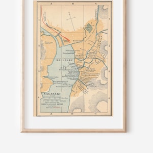 1920 Nagasaki Japan Antique Map