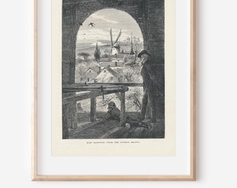 1872 East Hampton Long Island New York Antique Engraving Print