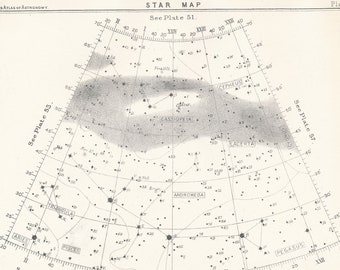 1892 Star Map, Antique Astronomy Print