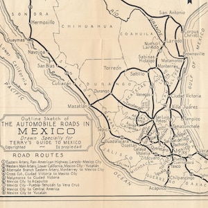 1935 Mexico Antique Road Map - Etsy