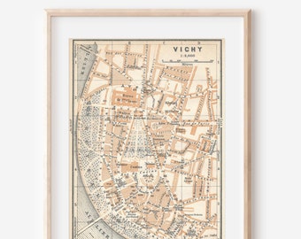 Mapa antiguo de Francia de Vichy de 1914