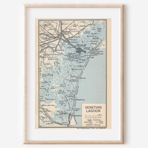 1960 Venice Italy Vintage Map