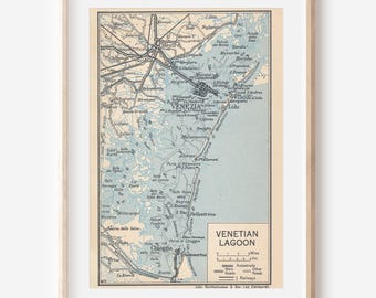 1960 Venice Italy Vintage Map