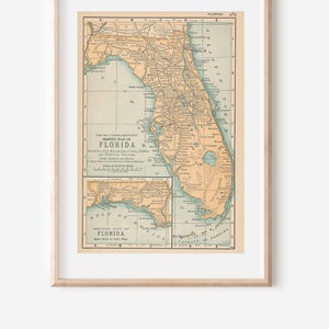 Antieke kaart Florida en Georgia uit 1891