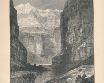 1874 Marble Canyon Arizona Antique Engraving Print