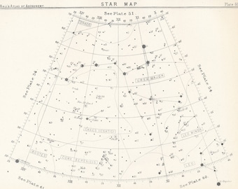 1892 Star Map, Antique Astronomy Print