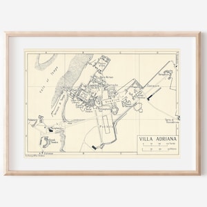 Mappa antica di Villa Adriana a Tivoli, Italia, del 1964