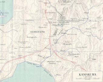 1966 Kamakura Japan Vintage Map