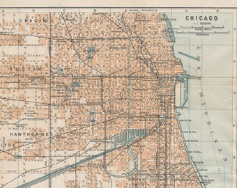 1904 Chicago Illinois Antique Map