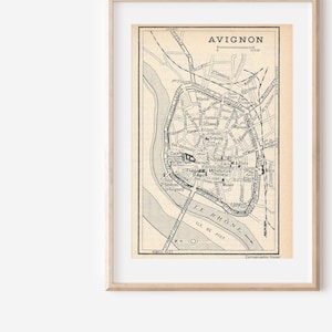 Mapa Vintage de Avignon França 1956