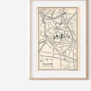 Mapa Vintage de Dijon França 1956