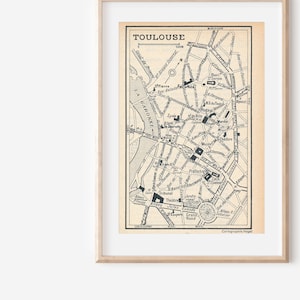 Mapa vintage de Toulouse, França, 1956