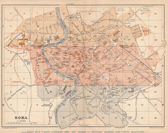 1900 Rome Italy Antique Map