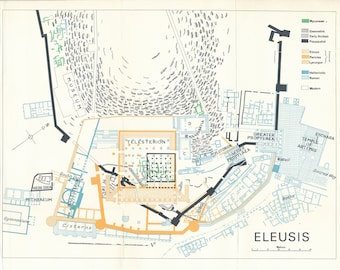 1967 Eleusis Greece Vintage Map