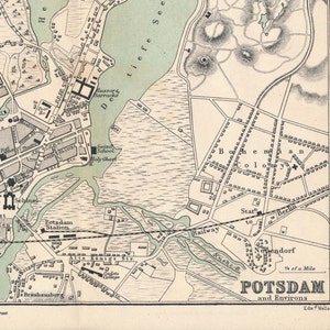 Carte ancienne de Potsdam, Allemagne, 1877
