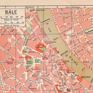 1923 Basel Switzerland Antique Map