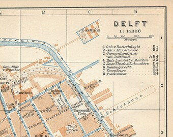 1910 Delft Netherlands Antique Map