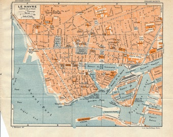 Curiosities Maps Brest France North West Inset Of Paris Vintage Map 1922 Le Havre Antiques Optexindia In